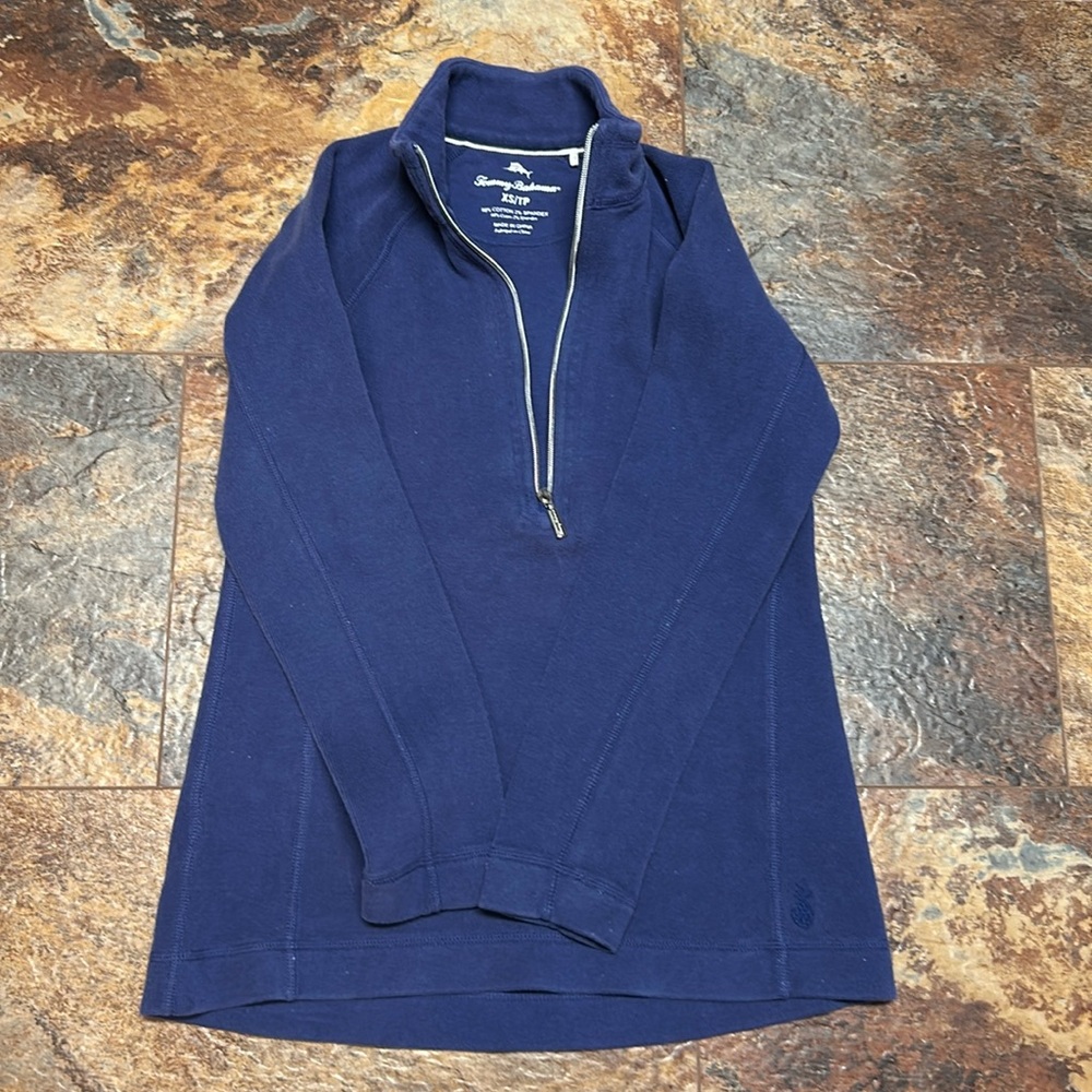 Navy Tommy Bahama 1/2 zip cotton pullover XS